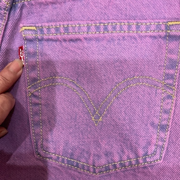 NWT Levi's 501 Premium Mini Shorts  Fringe Button Fly  in Purple Dye Size 23 - Picture 5 of 13